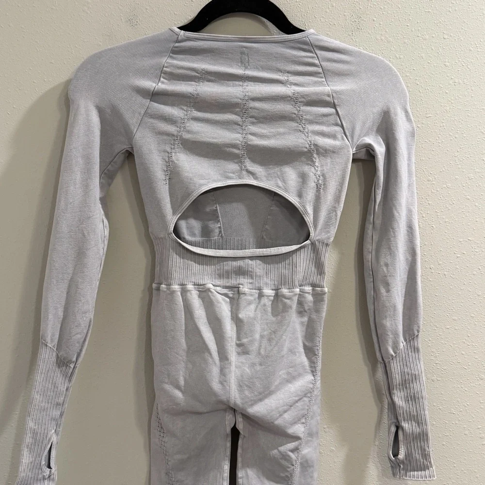 Free People Movement NWT XS/S Ice Grey Good Karma Long Sleeve Onesie Yoga Gym